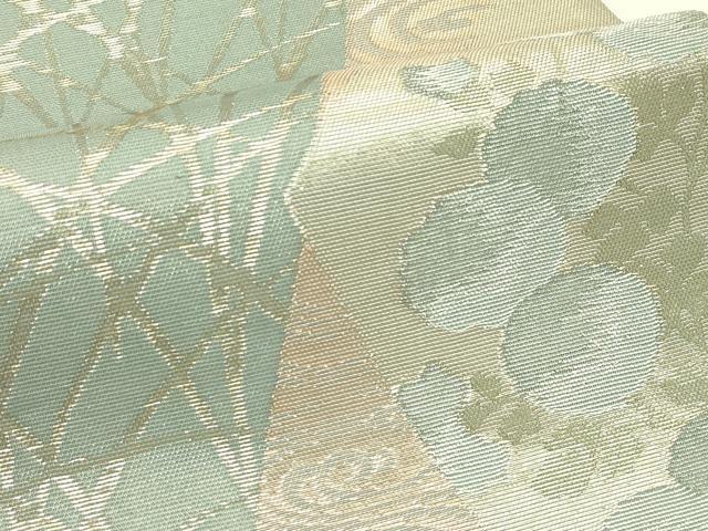 平和屋着物＊夏物　六通柄袋帯　流水草花文　金糸　正絹　逸品　CABJ1932rv
