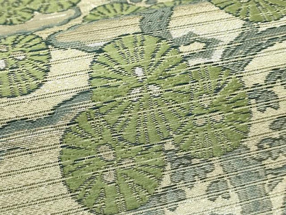 平和屋着物＊夏物　アンティーク　大正ロマン　丸帯　引き抜き帯　草花風景文　銀糸　正絹　逸品　CABJ1936rv