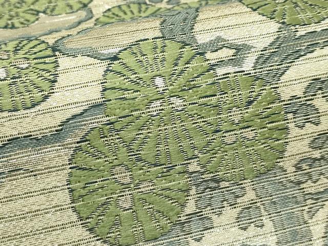 平和屋着物＊夏物　アンティーク　大正ロマン　丸帯　引き抜き帯　草花風景文　銀糸　正絹　逸品　CABJ1936rv