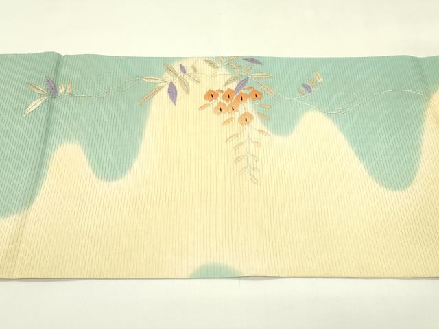 平和屋着物＊夏物　アンティーク　大正ロマン　丸帯　引き抜き帯　総刺繍　駒刺繍　草花文　金銀糸　正絹　逸品　CABJ1937rv