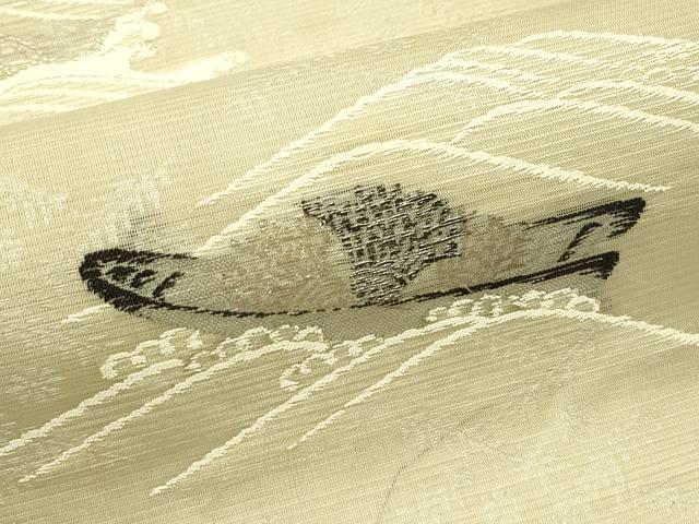 平和屋着物＊夏物　アンティーク　大正ロマン　丸帯　引き抜き帯　立波籬舟文　金糸　正絹　逸品　CABJ1939rv