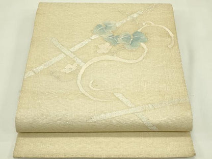 平和屋着物▽太鼓柄袋帯　スリーシーズン　春夏秋　瓢箪　銀糸　正絹　逸品　CABJ1943rv