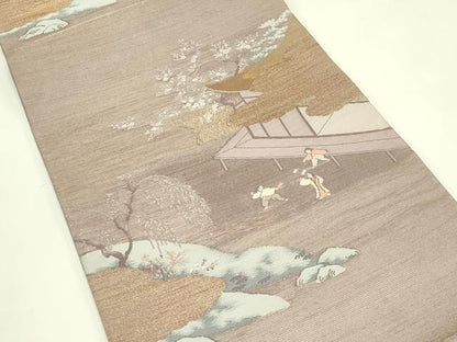 平和屋着物＊夏物　六通柄袋帯　人物風景文　金銀糸　正絹　逸品　CABJ1947rv