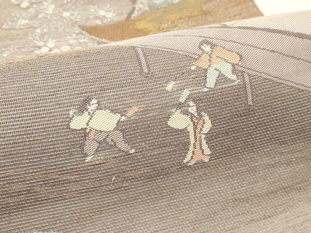 平和屋着物＊夏物　六通柄袋帯　人物風景文　金銀糸　正絹　逸品　CABJ1947rv