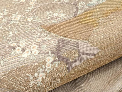 平和屋着物＊夏物　六通柄袋帯　人物風景文　金銀糸　正絹　逸品　CABJ1947rv