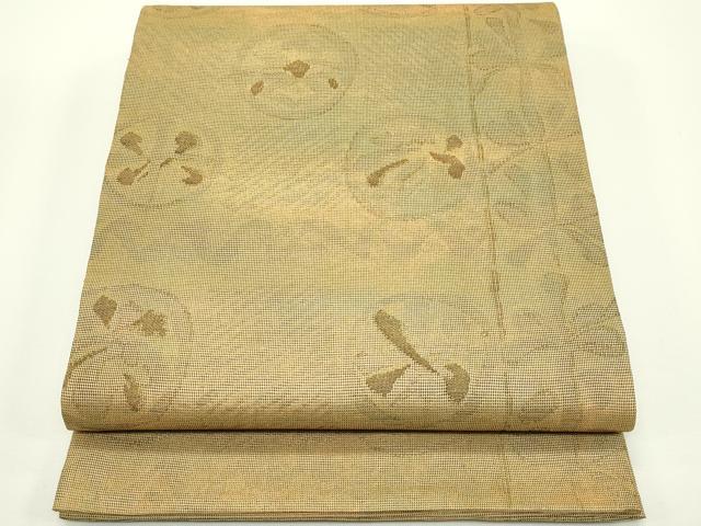 平和屋着物＊夏物　六通柄袋帯　抽象花文　金糸　正絹　逸品　未使用　CABJ1952rv