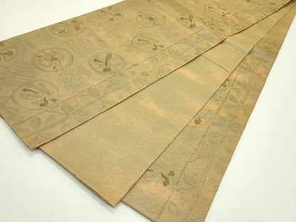 平和屋着物＊夏物　六通柄袋帯　抽象花文　金糸　正絹　逸品　未使用　CABJ1952rv