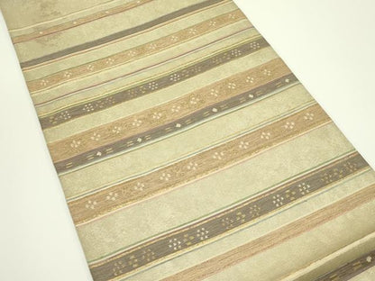 平和屋着物＊夏物　六通柄袋帯　横段文　金糸　正絹　逸品　CABJ1953rv