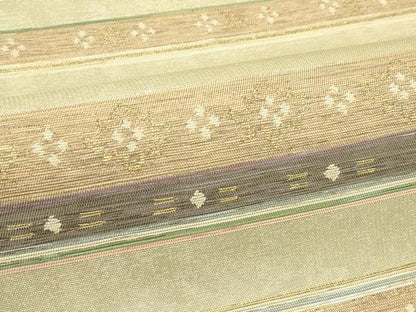 平和屋着物＊夏物　六通柄袋帯　横段文　金糸　正絹　逸品　CABJ1953rv
