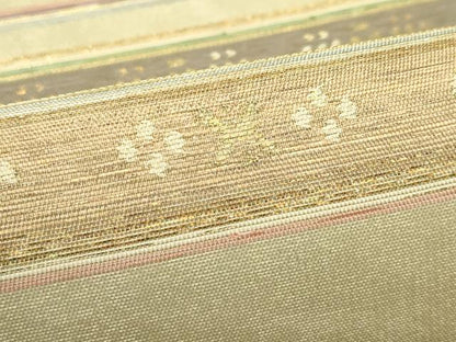 平和屋着物＊夏物　六通柄袋帯　横段文　金糸　正絹　逸品　CABJ1953rv