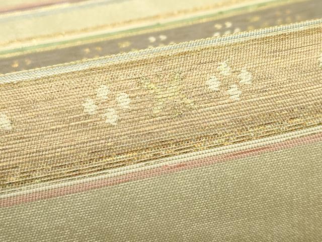 平和屋着物＊夏物　六通柄袋帯　横段文　金糸　正絹　逸品　CABJ1953rv