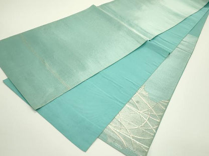 平和屋着物＊夏物　太鼓柄袋帯　唐織　雲取り露芝文　銀糸　正絹　逸品　CABJ1959rv