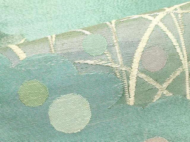 平和屋着物＊夏物　太鼓柄袋帯　唐織　雲取り露芝文　銀糸　正絹　逸品　CABJ1959rv