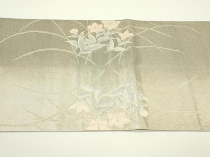 平和屋着物＊夏物　太鼓柄袋帯　桔梗　銀糸　正絹　逸品　CABJ1960rv