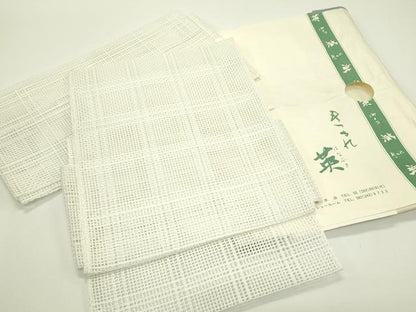 平和屋着物＊夏物　洗える最高級着物　＜英＞はなぶさ謹製　つけ帯　羅　格子柄　白　たとう紙付き　CABJ1964rv