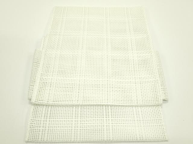 平和屋着物＊夏物　洗える最高級着物　＜英＞はなぶさ謹製　つけ帯　羅　格子柄　白　たとう紙付き　CABJ1964rv