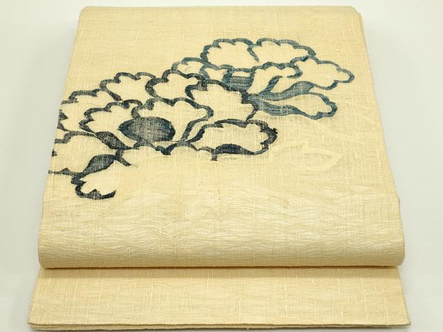 平和屋着物＊夏物　太鼓柄袋帯　牡丹　正絹　逸品　未使用　CABJ1966rv