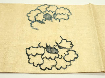 平和屋着物＊夏物　太鼓柄袋帯　牡丹　正絹　逸品　未使用　CABJ1966rv
