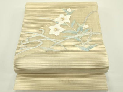 平和屋着物＊夏物　八寸名古屋帯　絽綴れ　桔梗　金銀糸　鈴乃屋扱い　正絹　逸品　CABJ1971rv