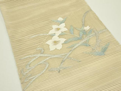 平和屋着物＊夏物　八寸名古屋帯　絽綴れ　桔梗　金銀糸　鈴乃屋扱い　正絹　逸品　CABJ1971rv