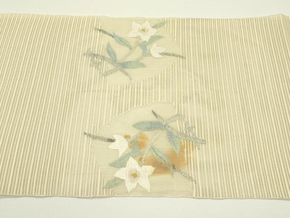 平和屋着物＊夏物　八寸名古屋帯　絽綴れ　桔梗　金銀糸　鈴乃屋扱い　正絹　逸品　CABJ1971rv