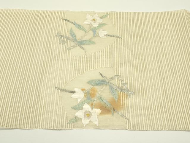 平和屋着物＊夏物　八寸名古屋帯　絽綴れ　桔梗　金銀糸　鈴乃屋扱い　正絹　逸品　CABJ1971rv