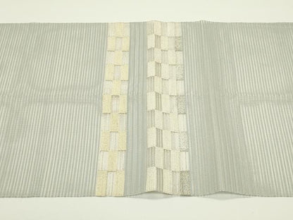 平和屋着物＊夏物　八寸名古屋帯　絽綴れ　幾何学文様　金銀糸　正絹　逸品　CABJ1972rv