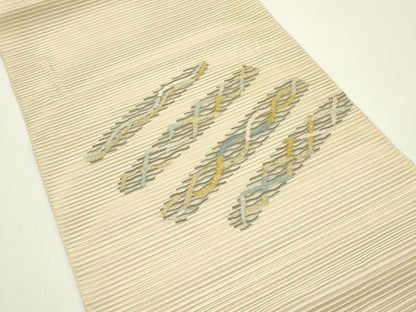 平和屋着物＊夏物　八寸名古屋帯　絽綴れ　幾何学文様　金銀糸　正絹　逸品　CABJ1974rv
