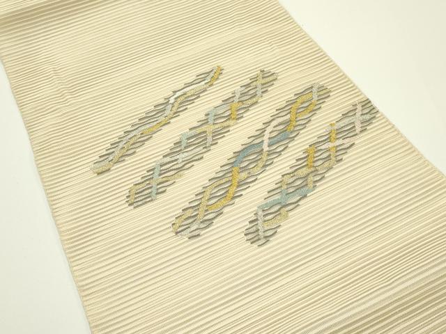 平和屋着物＊夏物　八寸名古屋帯　絽綴れ　幾何学文様　金銀糸　正絹　逸品　CABJ1974rv