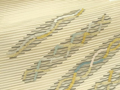 平和屋着物＊夏物　八寸名古屋帯　絽綴れ　幾何学文様　金銀糸　正絹　逸品　CABJ1974rv