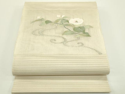 平和屋着物＊夏物　八寸名古屋帯　絽綴れ　草花文　金銀糸　正絹　逸品　CABJ1975rv