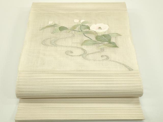 平和屋着物＊夏物　八寸名古屋帯　絽綴れ　草花文　金銀糸　正絹　逸品　CABJ1975rv