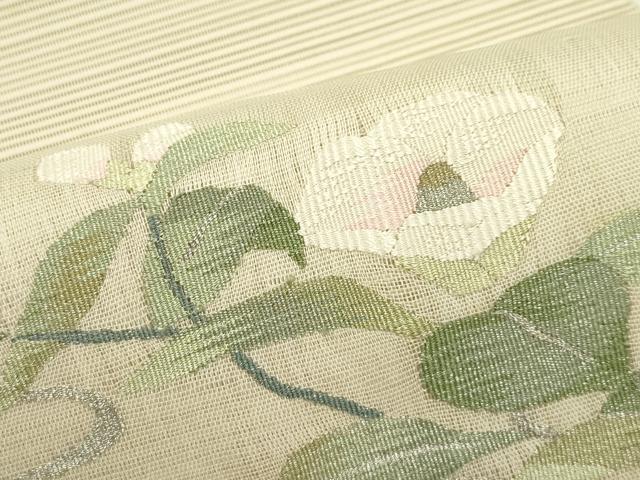 平和屋着物＊夏物　八寸名古屋帯　絽綴れ　草花文　金銀糸　正絹　逸品　CABJ1975rv