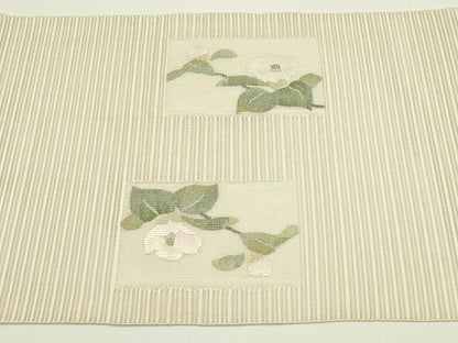 平和屋着物＊夏物　八寸名古屋帯　絽綴れ　草花文　金銀糸　正絹　逸品　CABJ1975rv