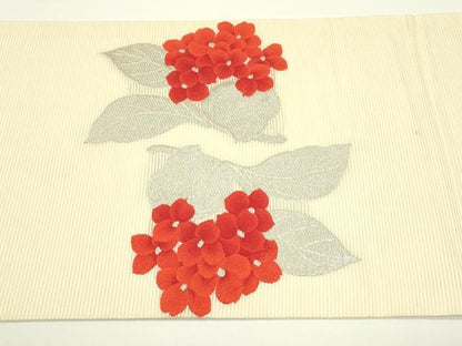 平和屋着物＊夏物　九寸開き名古屋帯　紫陽花　銀糸　正絹　逸品　CABJ1976rv
