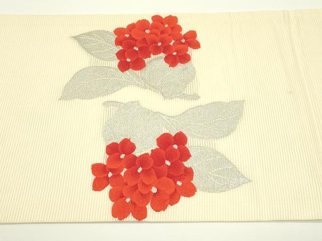 平和屋着物＊夏物　九寸開き名古屋帯　紫陽花　銀糸　正絹　逸品　CABJ1976rv