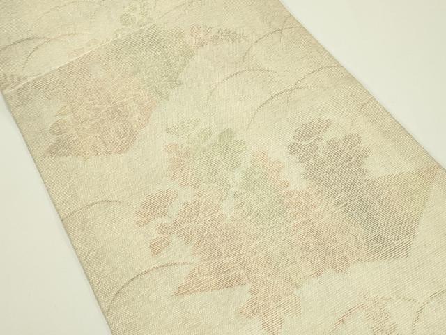 平和屋着物＊夏物　九寸開き名古屋帯　草花筏文　銀糸　正絹　逸品　CABJ1978rv