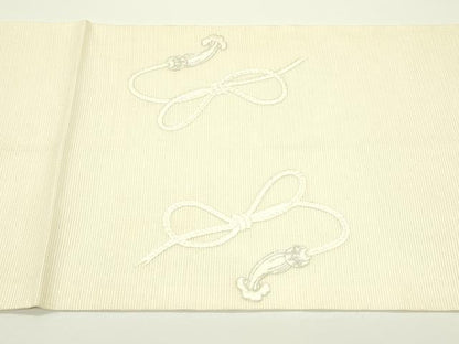 平和屋着物＊夏物　九寸開き名古屋帯　総刺繍　駒刺繍　鏡裏草花文　銀糸　正絹　逸品　CABJ1980rv
