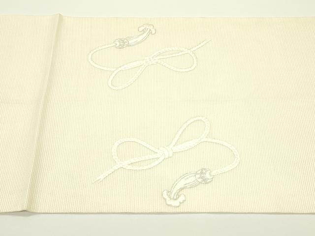 平和屋着物＊夏物　九寸開き名古屋帯　総刺繍　駒刺繍　鏡裏草花文　銀糸　正絹　逸品　CABJ1980rv