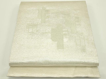 平和屋着物＊夏物　九寸開き名古屋帯　抽象文　銀糸　正絹　逸品　CABJ1981rv