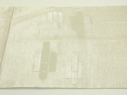 平和屋着物＊夏物　九寸開き名古屋帯　抽象文　銀糸　正絹　逸品　CABJ1981rv