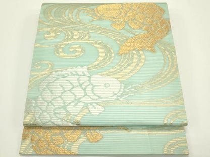 平和屋着物＊夏物　九寸開き名古屋帯　荒磯　金銀糸　正絹　逸品　CABJ1988rv
