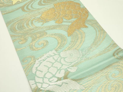 平和屋着物＊夏物　九寸開き名古屋帯　荒磯　金銀糸　正絹　逸品　CABJ1988rv