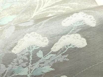 平和屋着物＊夏物　九寸開き名古屋帯　秋草文　銀糸　正絹　逸品　CABJ1989rv