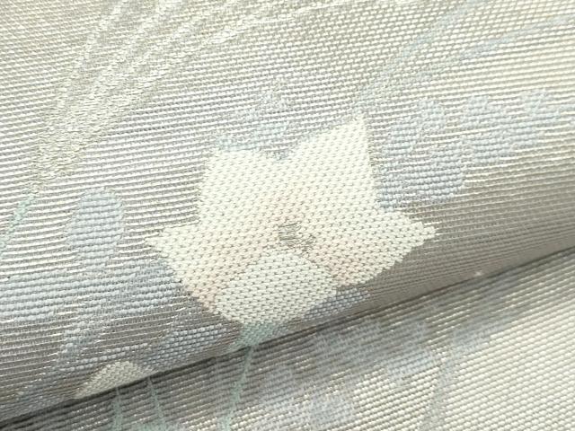 平和屋着物＊夏物　九寸開き名古屋帯　秋草文　銀糸　正絹　逸品　CABJ1989rv