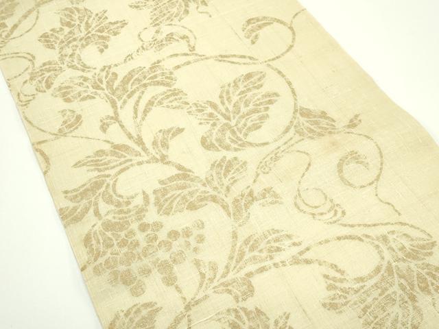 平和屋着物＊夏物　九寸開き名古屋帯　紬地　葡萄蔦の葉文　金彩　正絹　逸品　CABJ1991rv