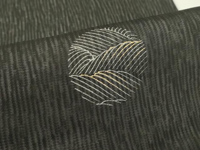 平和屋着物＊夏物　九寸開き名古屋帯　立波丸文　黒地　金彩　正絹　逸品　CABJ1993rv