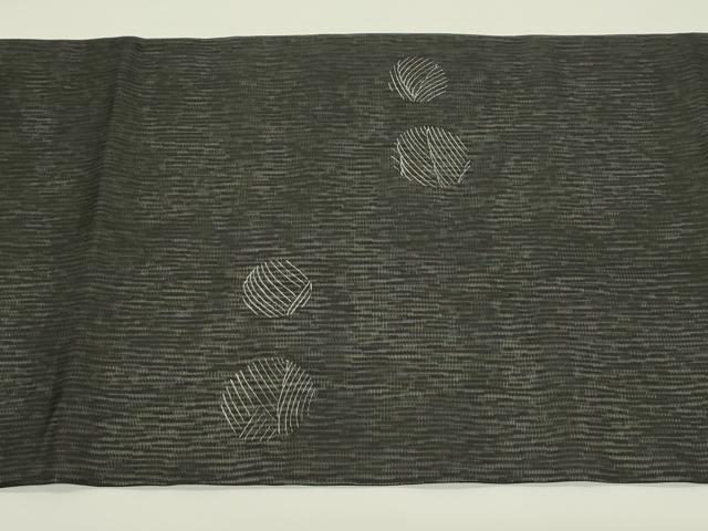平和屋着物＊夏物　九寸開き名古屋帯　立波丸文　黒地　金彩　正絹　逸品　CABJ1993rv