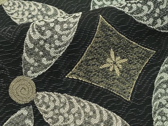 平和屋着物＊夏物　九寸開き名古屋帯　七宝文　金糸　正絹　逸品　CABJ1994rv