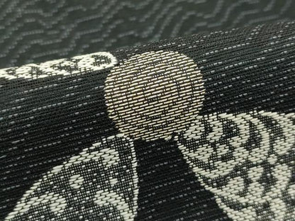 平和屋着物＊夏物　九寸開き名古屋帯　七宝文　金糸　正絹　逸品　CABJ1994rv